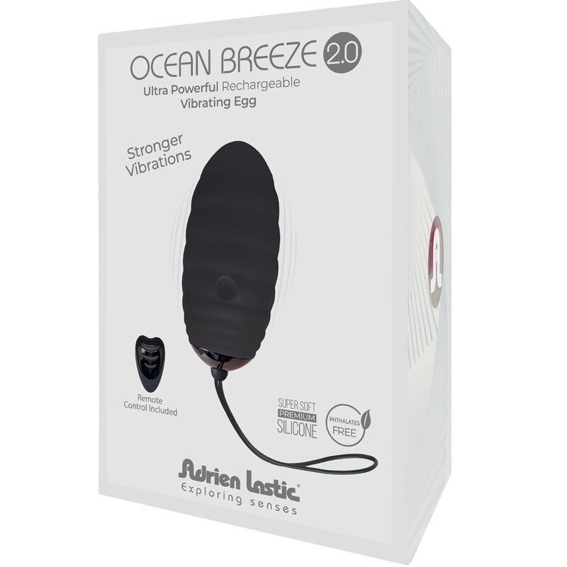 ADRIEN LASTIC - OCEAN BREEZE 2.0 RECHARGEABLE VIBRATING EGG REMOTE CONTROL BLACK