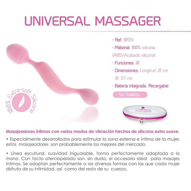 FEMINTIMATE - PINK UNIVERSAL VIBRATING SILICONE MASSAGER