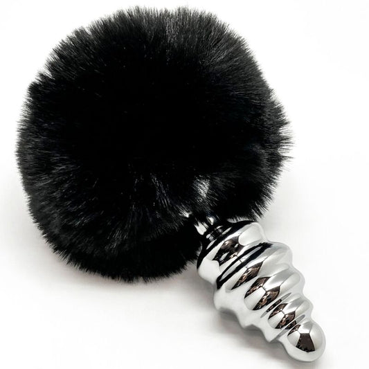 ALIVE - ANAL PLEASURE PLUG SPIRAL METAL POMPON BLACK SIZE M