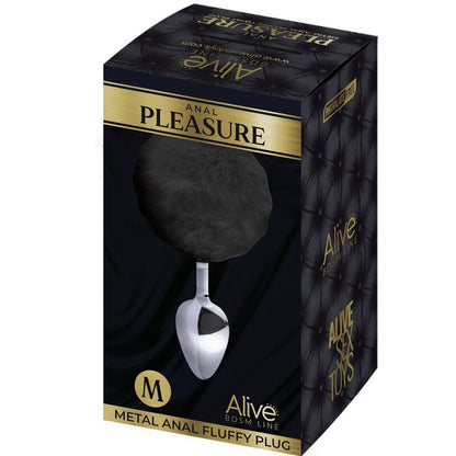 ALIVE - ANAL PLEASURE PLUG SPIRAL METAL POMPON BLACK SIZE M