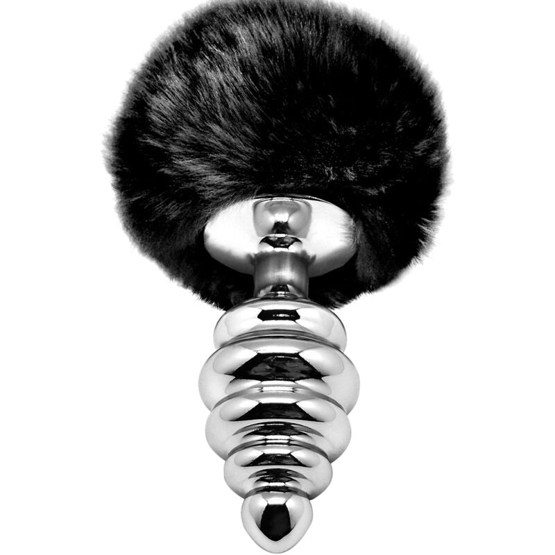 ALIVE - ANAL PLEASURE PLUG SPIRAL METAL POMPOM BLACK SIZE L