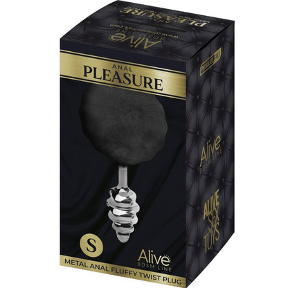 ALIVE - ANAL PLEASURE PLUG SPIRAL METAL POMPON BLACK SIZE S