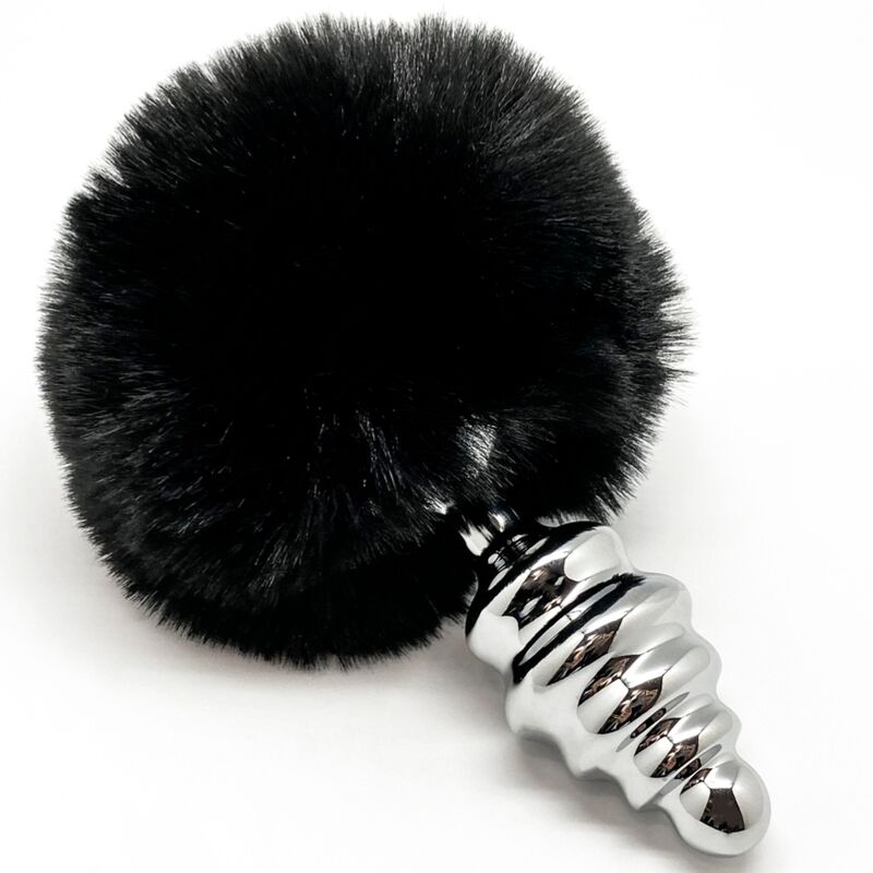 ALIVE - ANAL PLEASURE PLUG SPIRAL METAL POMPON BLACK SIZE S