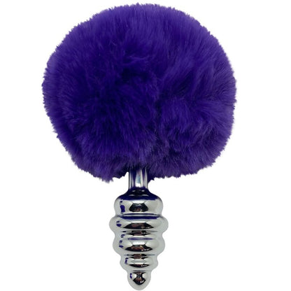 ALIVE - ANAL PLEASURE PLUG SPIRAL METAL POM-POM DARK VIOLET SIZE L