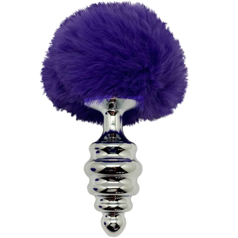 ALIVE - ANAL PLEASURE PLUG SPIRAL METAL POM-POM DARK VIOLET SIZE L