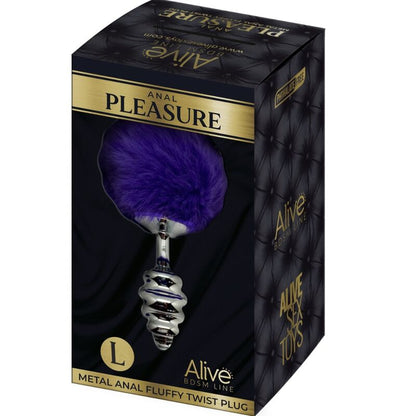 ALIVE - ANAL PLEASURE PLUG SPIRAL METAL POM-POM DARK VIOLET SIZE L