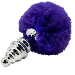 ALIVE - ANAL PLEASURE PLUG SPIRAL METAL POM-POM DARK VIOLET SIZE L