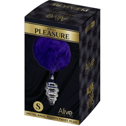 ALIVE - ANAL PLEASURE PLUG SPIRAL METAL POM-POM DARK VIOLET SIZE S