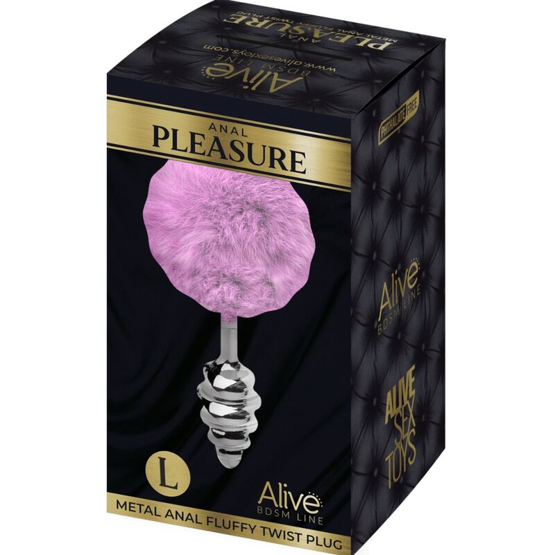 ALIVE - ANAL PLEASURE PLUG SPIRAL METAL POMPON VIOLET SIZE L