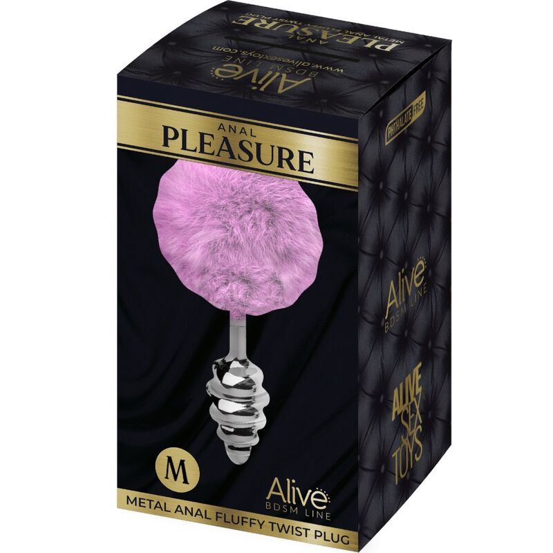 ALIVE - ANAL PLEASURE PLUG SPIRAL METAL POMPON VIOLET SIZE M