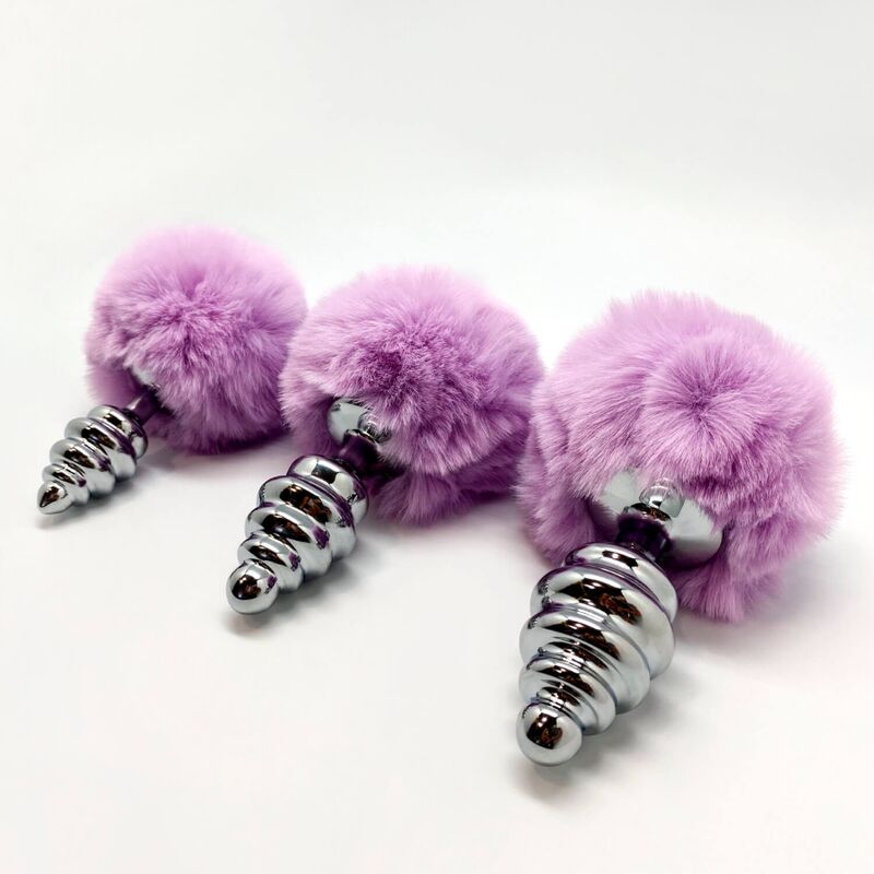 ALIVE - ANAL PLEASURE PLUG SPIRAL METAL POMPON VIOLET SIZE L