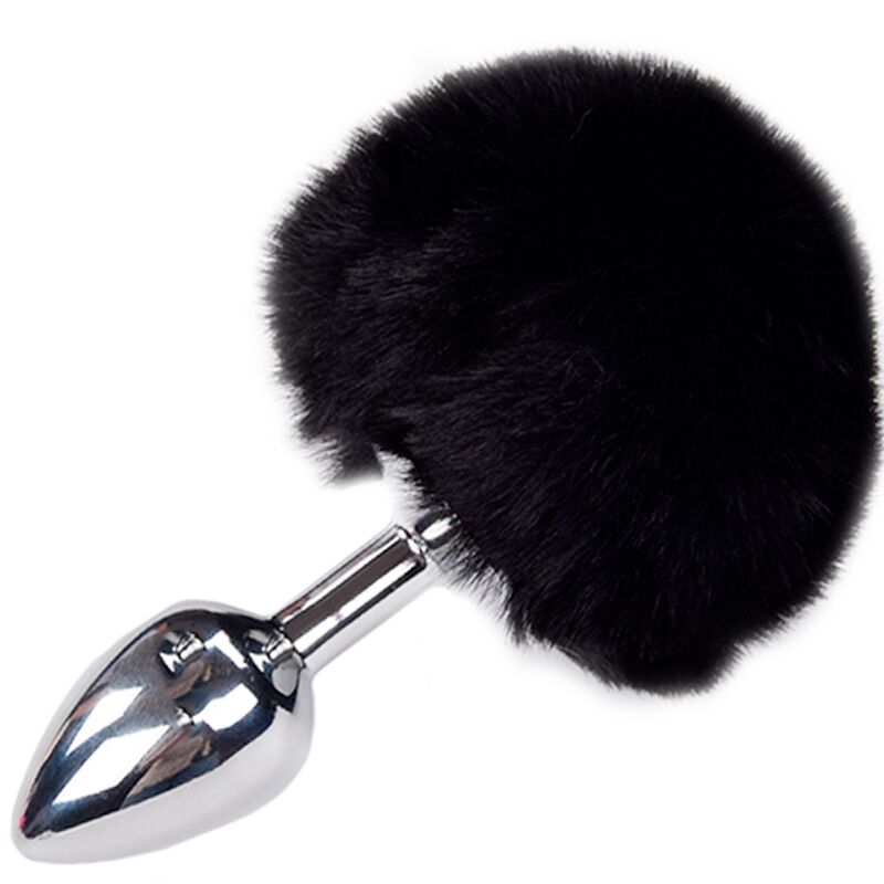 ALIVE - ANAL PLEASURE PLUG SMOOTH METAL POMPON BLACK SIZE M