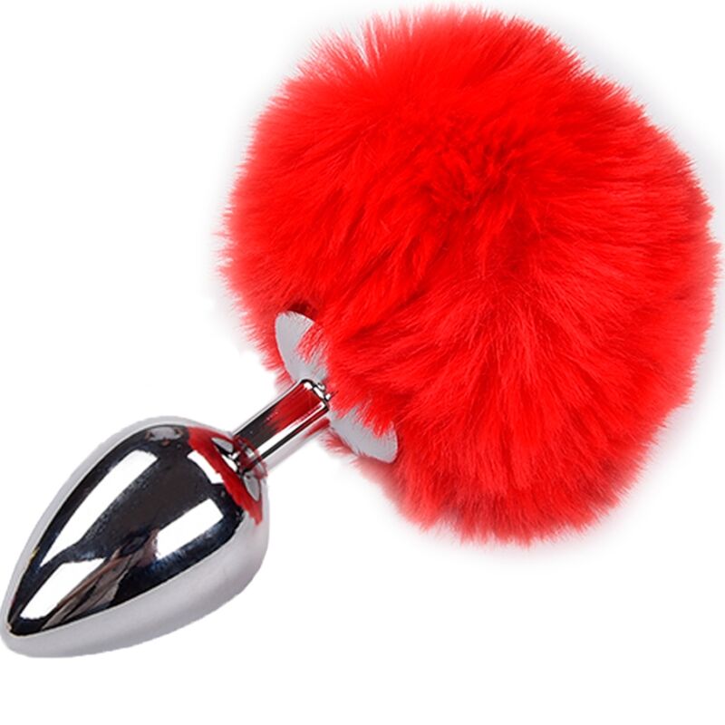 ALIVE - ANAL PLEASURE PLUG SMOOTH METAL RED POMPOM SIZE L