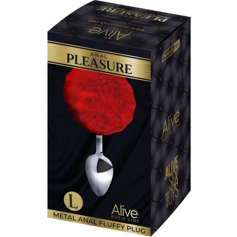 ALIVE - ANAL PLEASURE PLUG SMOOTH METAL RED POMPOM SIZE L