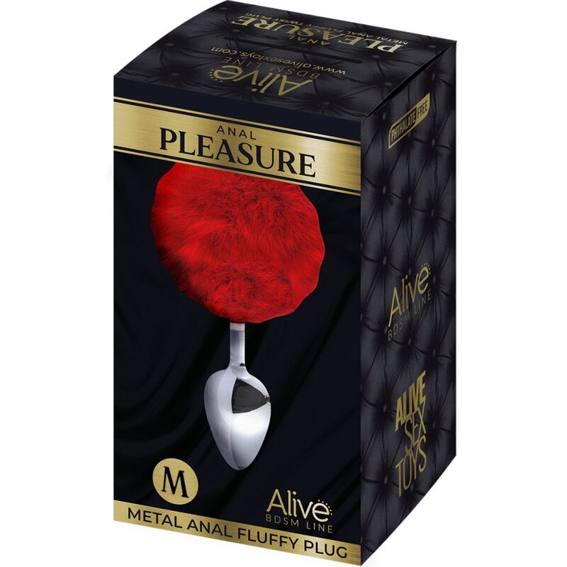 ALIVE - ANAL PLEASURE PLUG SMOOTH METAL POMPON RED SIZE M