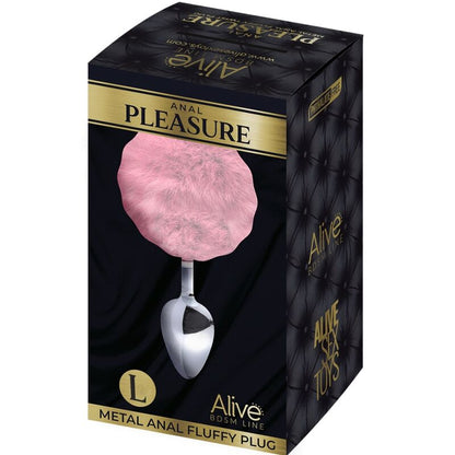 ALIVE - ANAL PLEASURE PLUG SMOOTH METAL POMPON PINK SIZE L