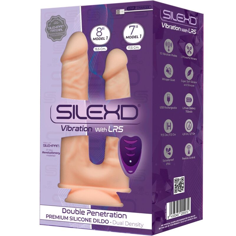 SILEXD - MODEL 1 REALISTIC PENIS DOUBLE PENETRATION VIBRATOR PREMIUM SILICONE SILEXPAN REMOTE CONTROL 17.5 / 19.5 CM