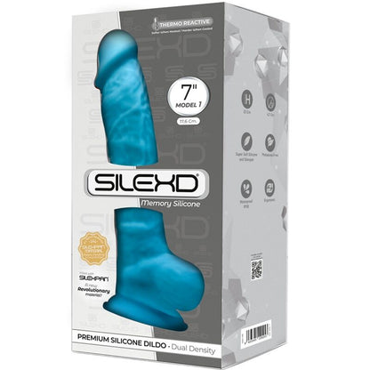 SILEXD - MODEL 1 REALISTIC PENIS PREMIUM SILICONE SILEXPAN BLUE 17.5 CM