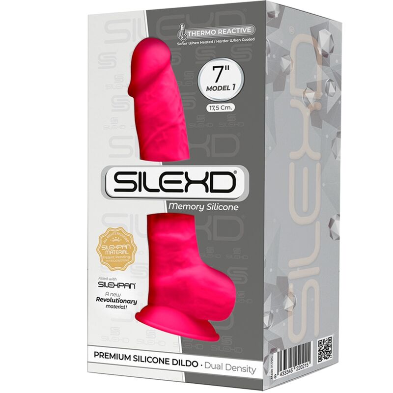 SILEXD - MODEL 1 REALISTIC PENIS PREMIUM SILICONE SILEXPAN FUCHSIA 17.5 CM