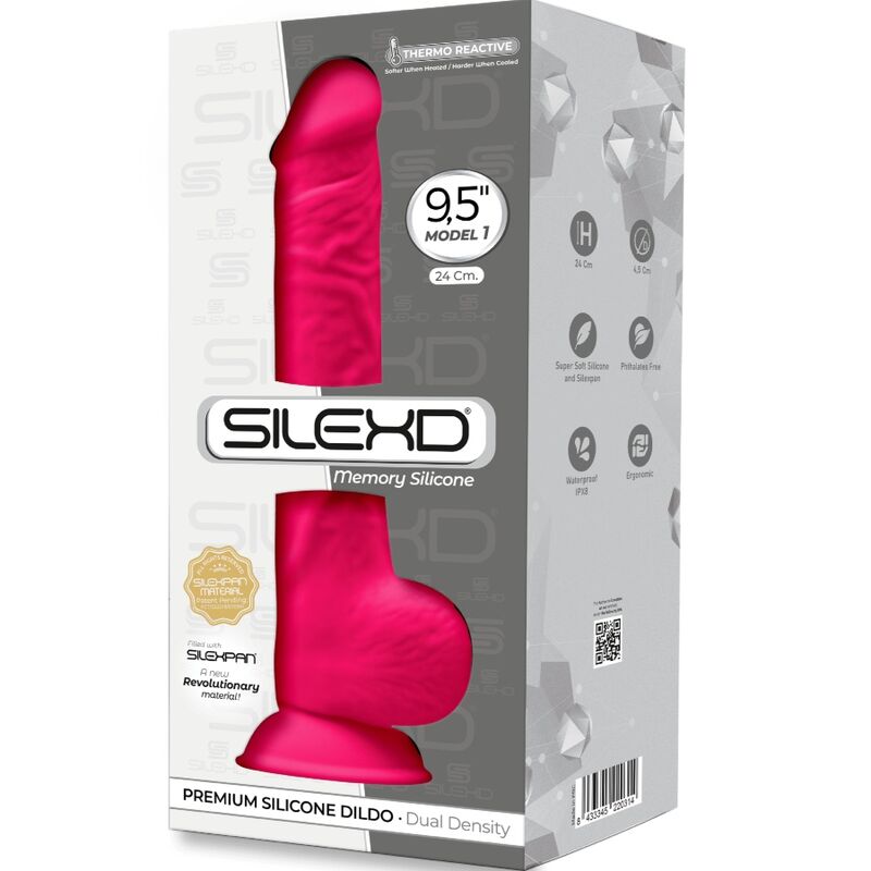 SILEXD - MODEL 1 REALISTIC PENIS PREMIUM SILICONE SILEXPAN FUCHSIA 24 CM