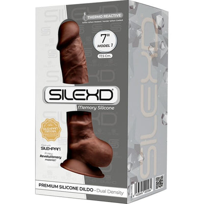 SILEXD - MODEL 1 REALISTIC PENIS PREMIUM SILICONE SILEXPAN BROWN 17.5 CM