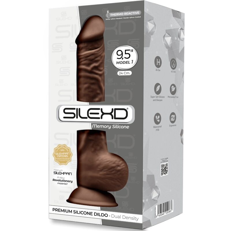 SILEXD - MODEL 1 REALISTIC PENIS PREMIUM SILICONE SILEXPAN BROWN 24 CM