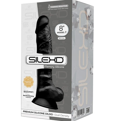 SILEXD - MODEL 1 REALISTIC PENIS PREMIUM SILICONE SILEXPAN BLACK 20 CM