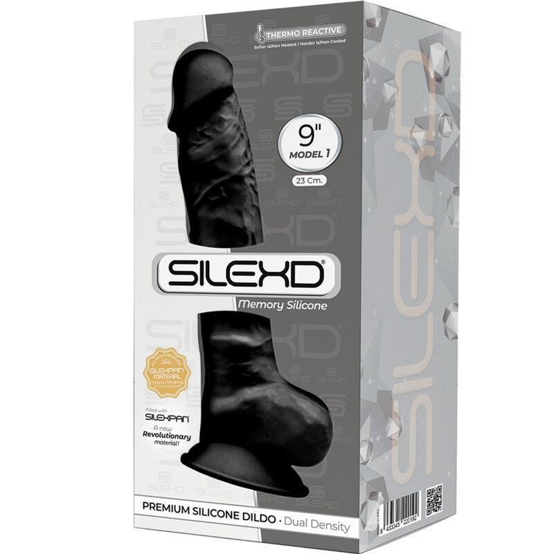 SILEXD - MODEL 1 REALISTIC PENIS PREMIUM SILICONE SILEXPAN BLACK 23 CM