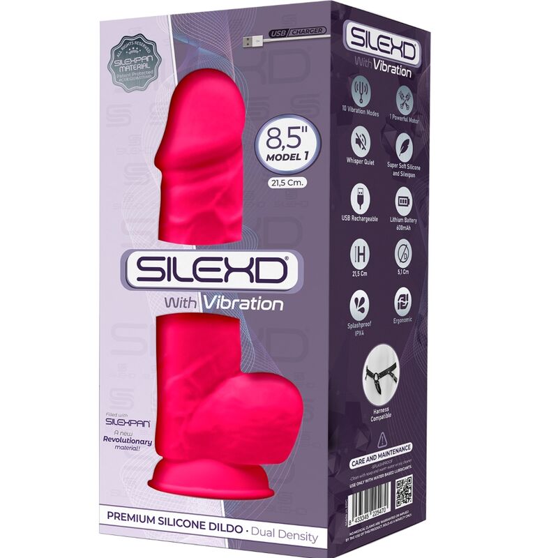 SILEXD - MODEL 1 REALISTIC PENIS VIBRATOR PREMIUM SILICONE SILEXPAN FUCHSIA 21.5 CM