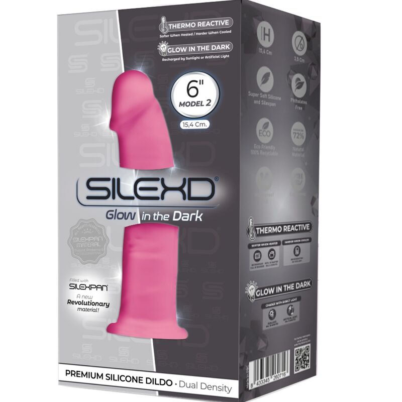 SILEXD - MODEL 2 REALISTIC PENIS PREMIUM SILICONE SILEXPAN FLUORESCENT PINK 15 CM