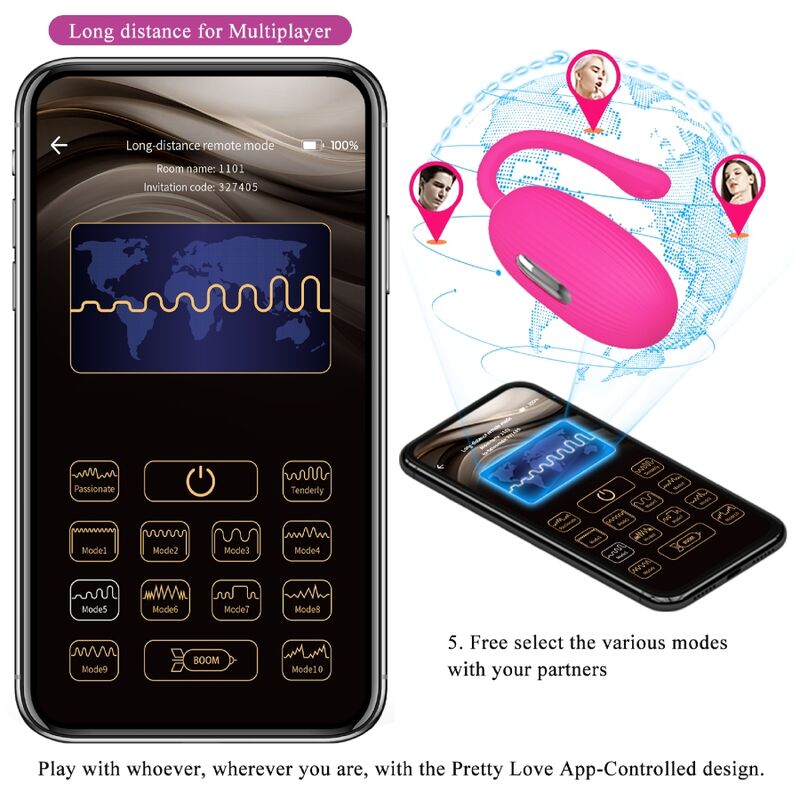 PRETTY LOVE - DOREEN MAGENTA RECHARGEABLE VIBRATING EGG REMOTE CONTROL