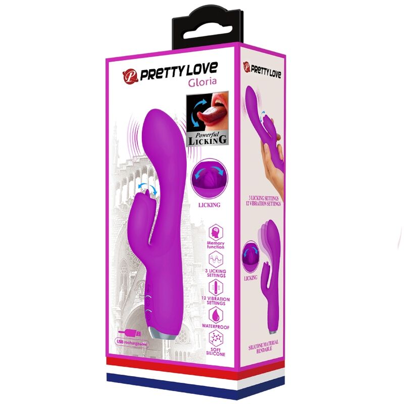 PRETTY LOVE - GLORIA RECHARGEABLE RABBIT VIBRATOR - WATERPROOF PURPLE