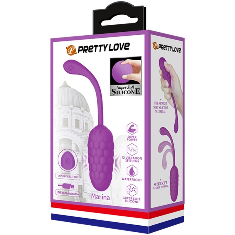 PRETTY LOVE - RECHARGEABLE MARINE TEXTURE VIBRATING EGG - PURPLE