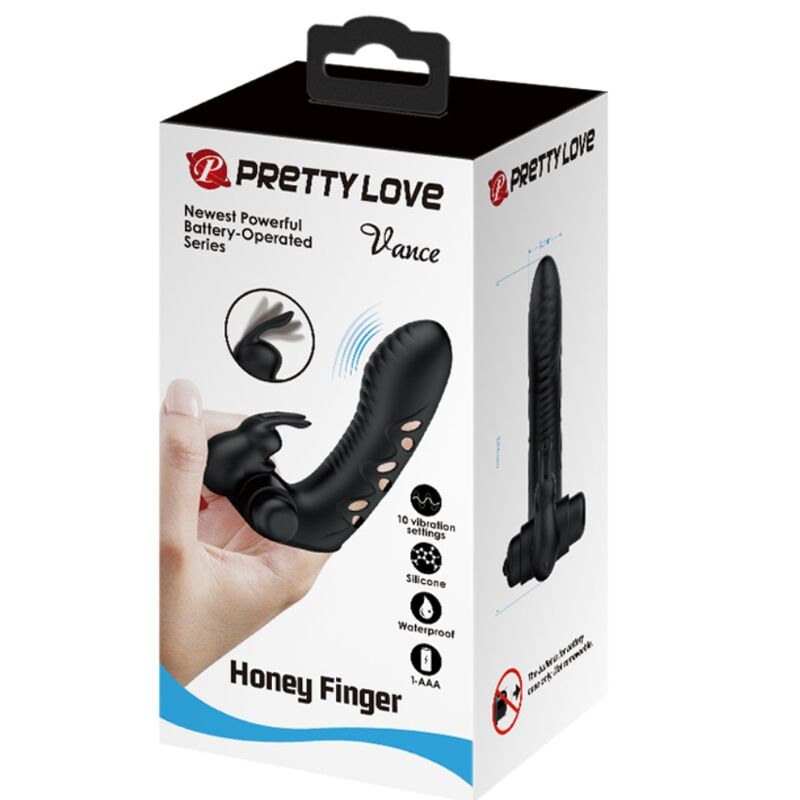 PRETTY LOVE - VANCE BLACK RABBIT VIBRATING FINGER SLEEVE