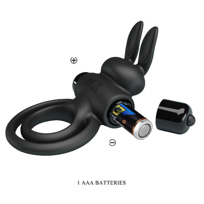 PRETTY LOVE - VIBRATING RING III BLACK RABBIT PENIS