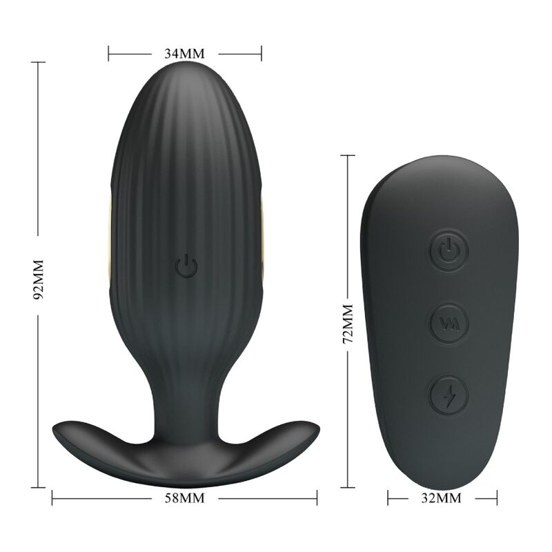 PRETTY LOVE - KELLY ANAL PLUG RECHARGEABLE VIBRATOR BLACK