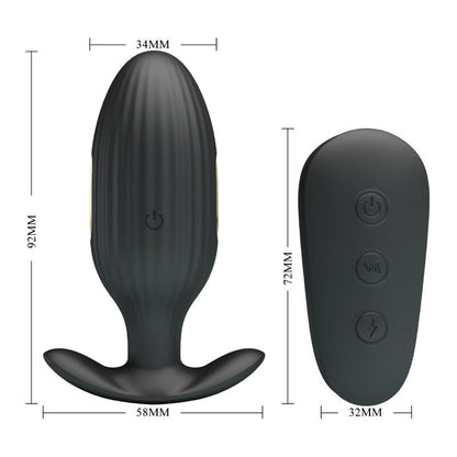 PRETTY LOVE - KELLY ANAL PLUG RECHARGEABLE VIBRATOR BLACK