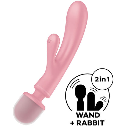 SATISFYER - TRIPLE LOVER VIBRATING MASSAGER RABBIT PINK