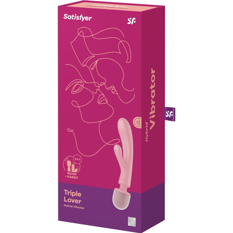 SATISFYER - TRIPLE LOVER VIBRATING MASSAGER RABBIT PINK