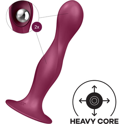 SATISFYER - DOUBLE BALL-R GARNET SILICONE DILDO