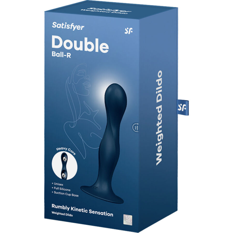 SATISFYER - DOUBLE BALL-R GARNET SILICONE DILDO