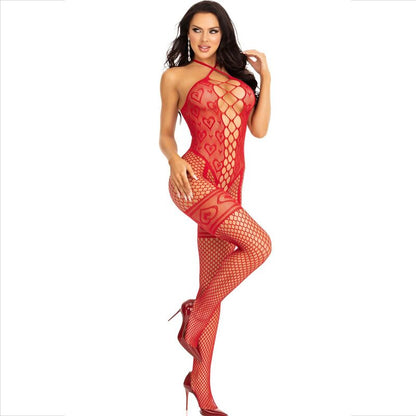 LEG AVENUE - RED HEARTS HALTER NECK BODYSTOCKING