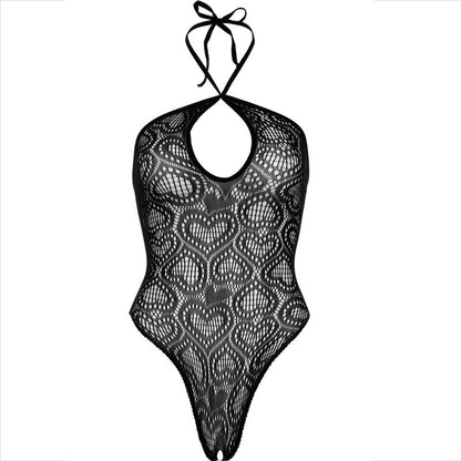 LEG AVENUE - BLACK SEAMLESS HALTER NECK BODYSUIT