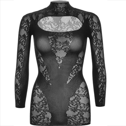 LEG AVENUE - LONG SLEEVE LACE MINI DRESS BLACK