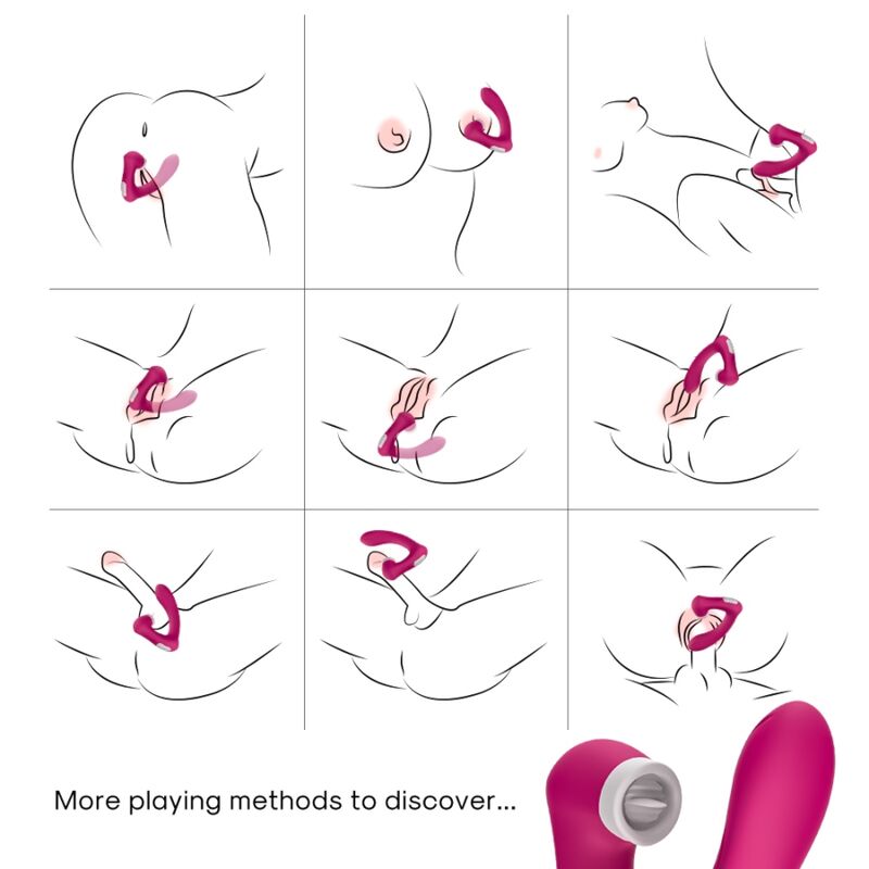 ARMONY - SECRETKISS CLITORIS TONGUE STIMULATOR &amp; FUCHSIA CURVED VIBRATOR