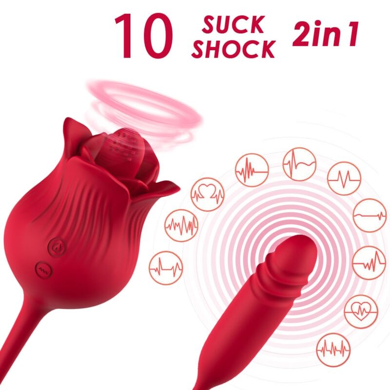 ARMONY - ROSELIP CLITORIS STIMULATOR WITH TONGUE 10 MODES &amp; RED VIBRATOR