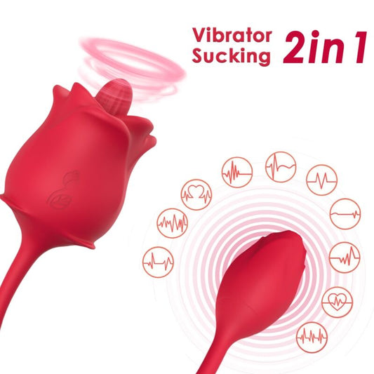 ARMONY - PINK 2 IN 1 SUCTION STIMULATOR &amp; VIBRATOR 10 MODES WITH RED TAIL