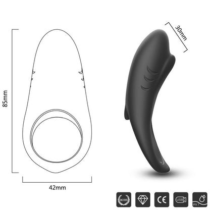 ARMONY - SHARK VIBRATING RING COUPLES REMOTE CONTROL BLACK