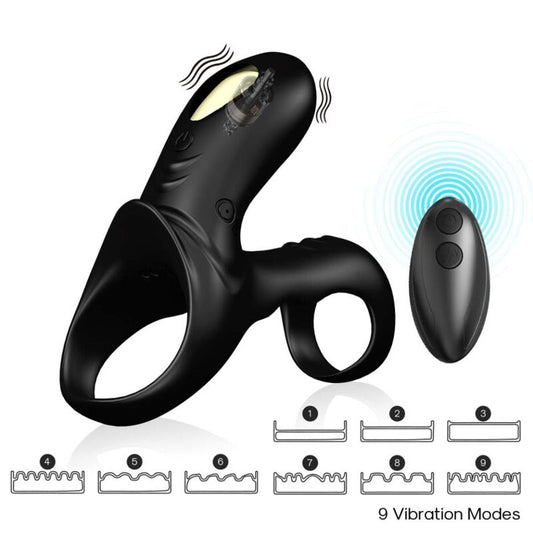 ARMONY - RANGER ANILLO DOBLE VIBRADOR PAREJA NEGRO