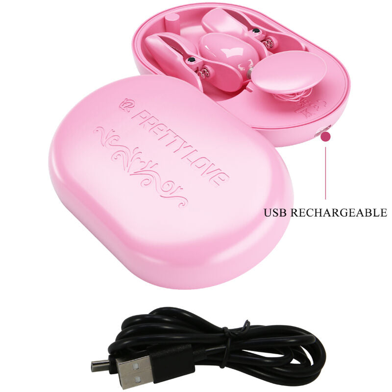 PRETTY LOVE - SURPRISE BOX PINK ELECTRO STIMULATION CLAMPS